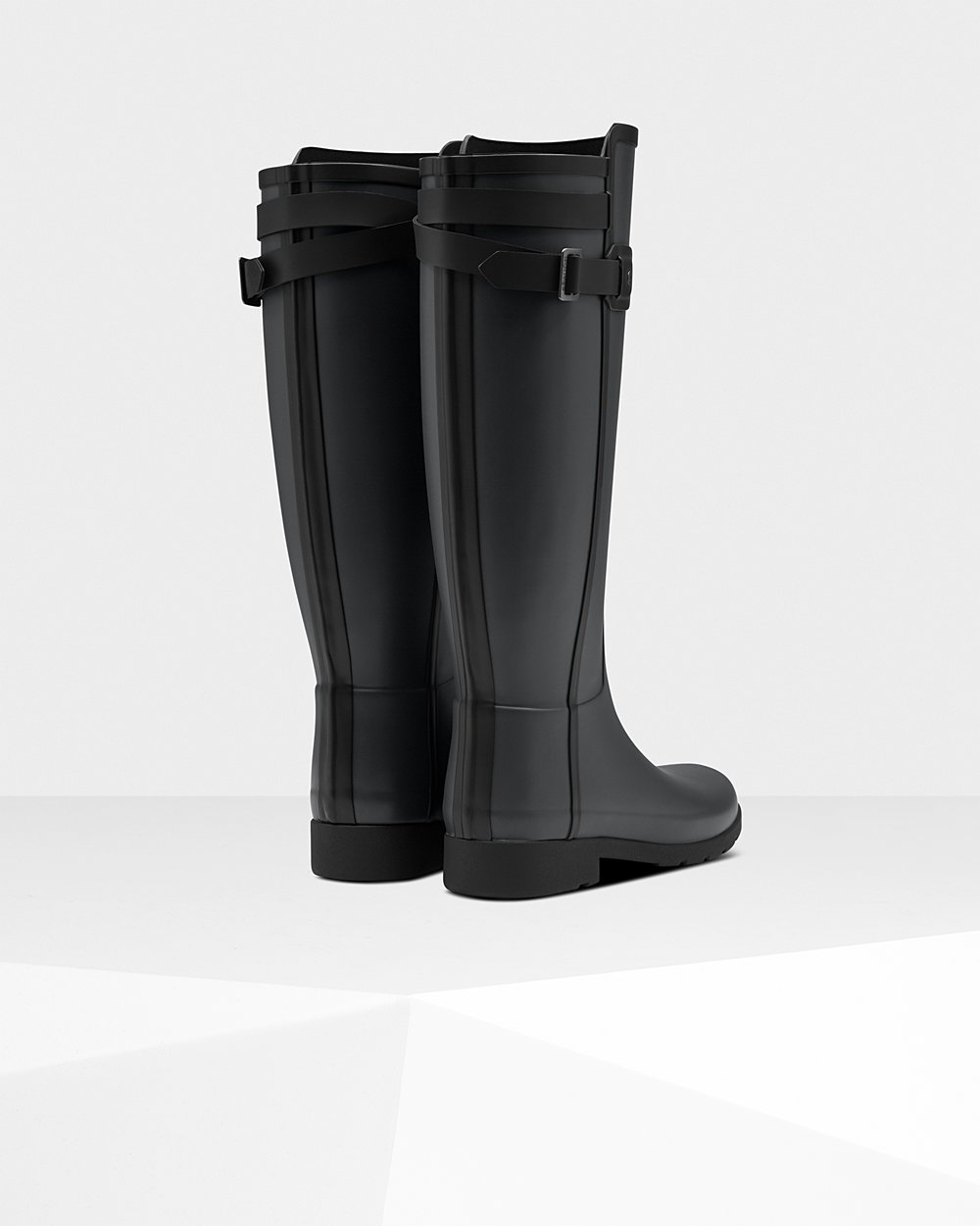 Women Hunter Refined Slim Fit Contrast | Tall Rain Boots Black | NZ-85247-AFGE